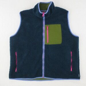 Eddie Bauer Sherpa Fleece Full Zip Vest Womens‎ T2XL Blue